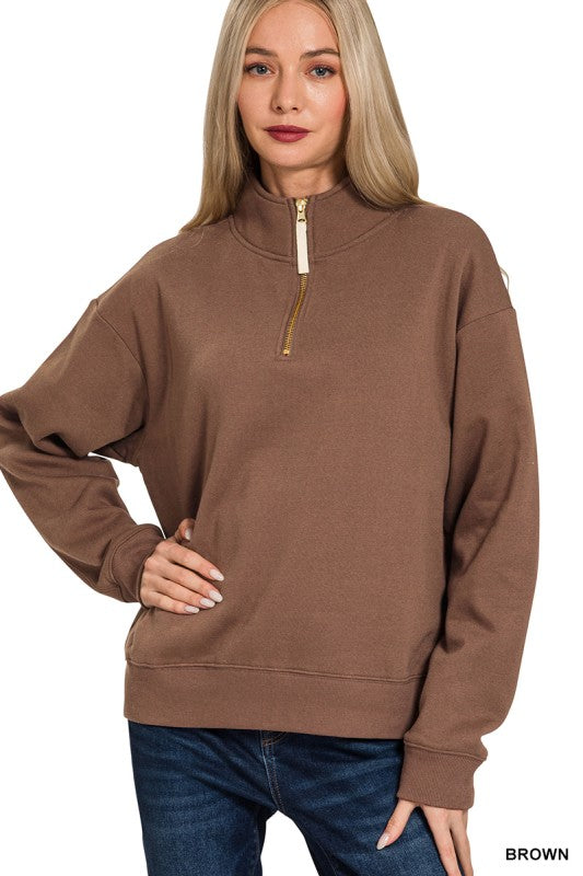Gold Zip Half Zip Sweatshirt