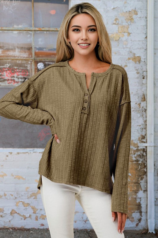 Textured Button Down Top