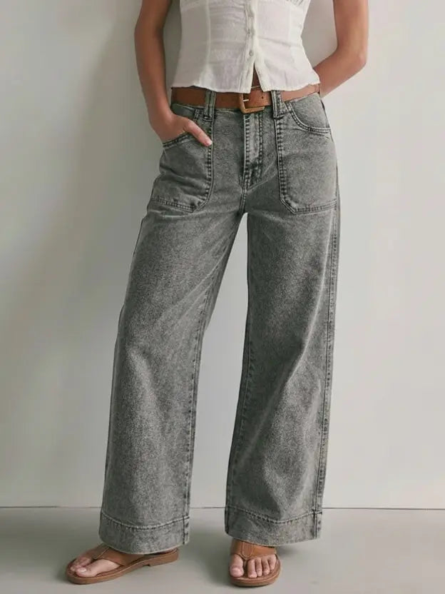 Grey High Rise Palazzo Pant
