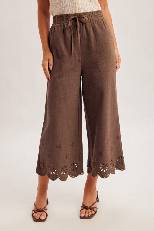 Choco Embroidered Culottes with Pockets