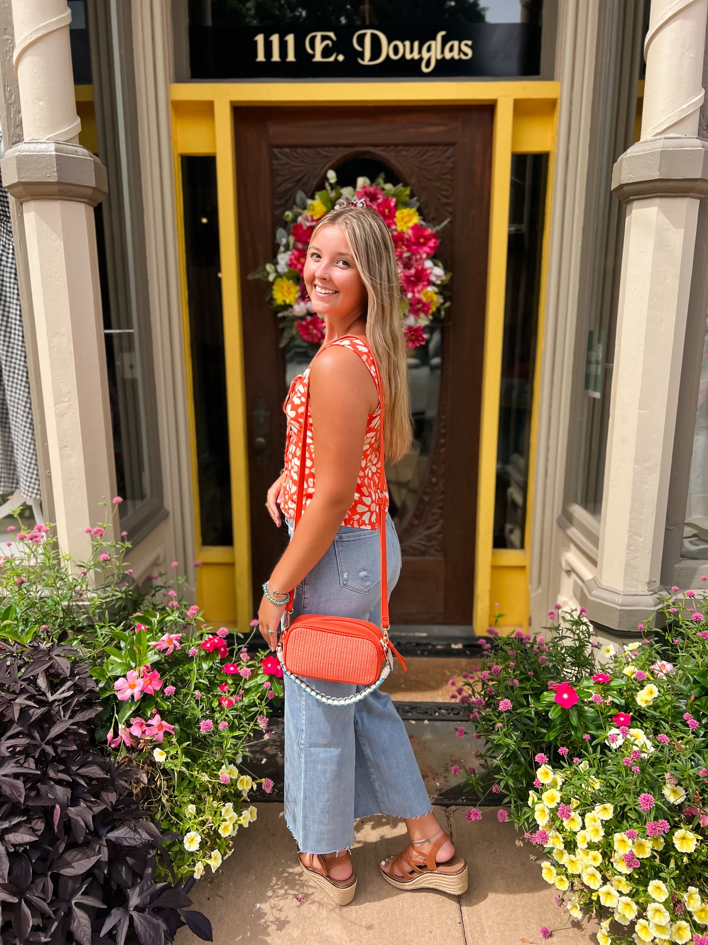 Patch Pocket Wide Leg Cropped Light Denim