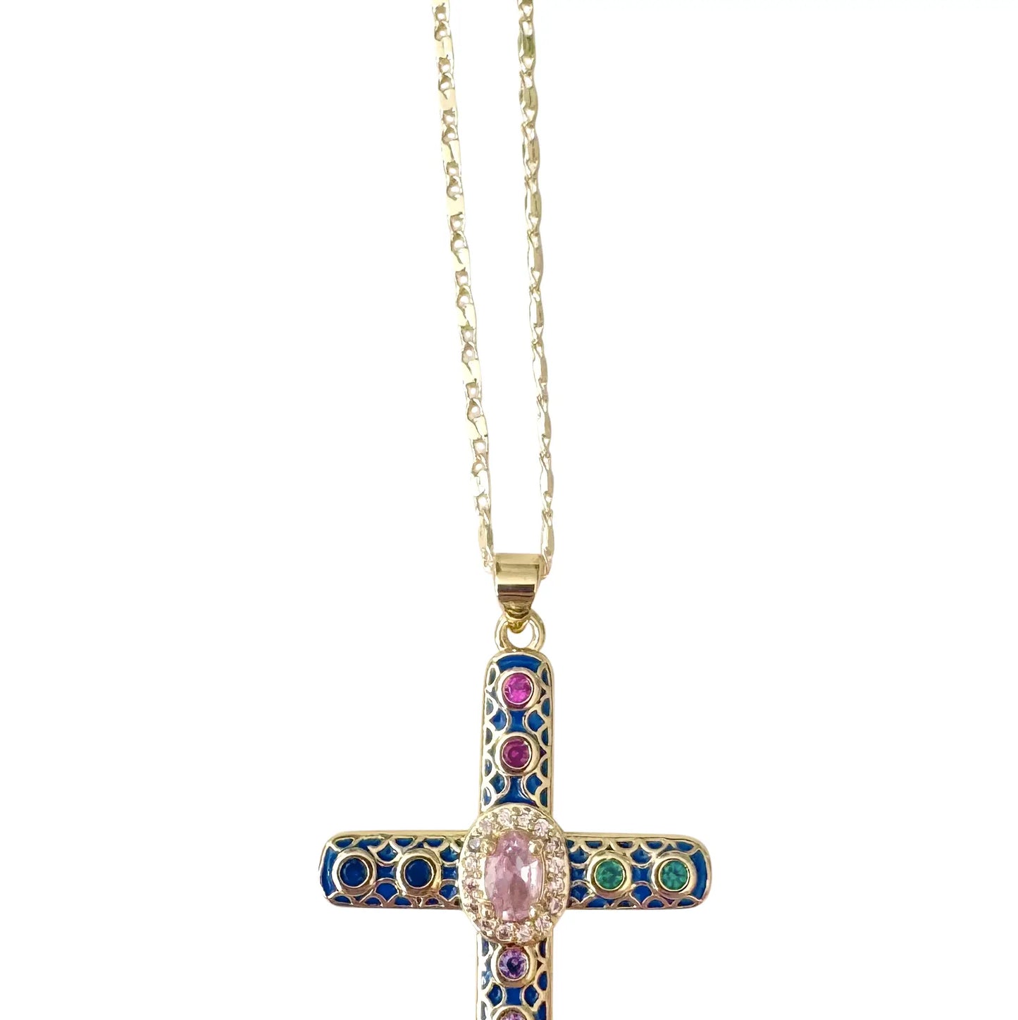 Cross Cz Stone Necklace