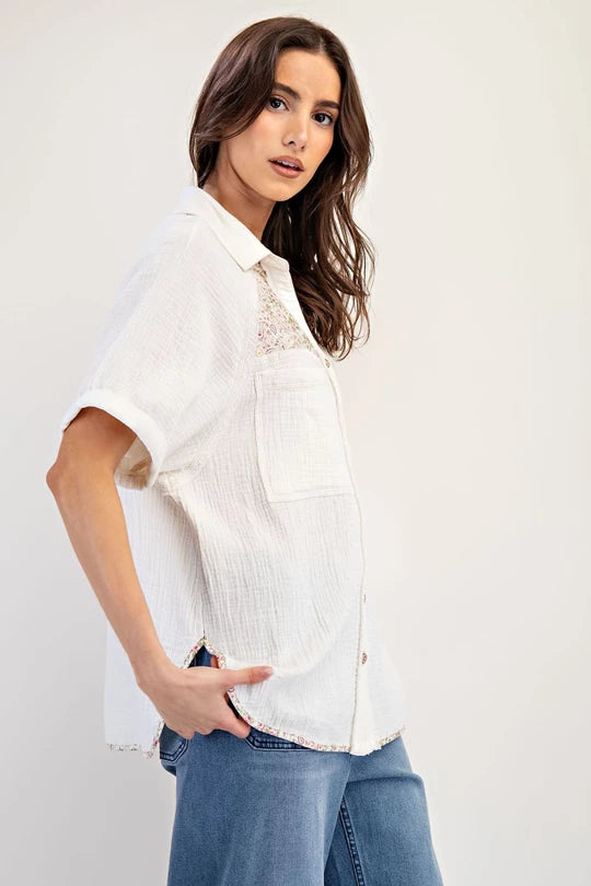 Paisley Print Mineral Wash Soft Gauze Top