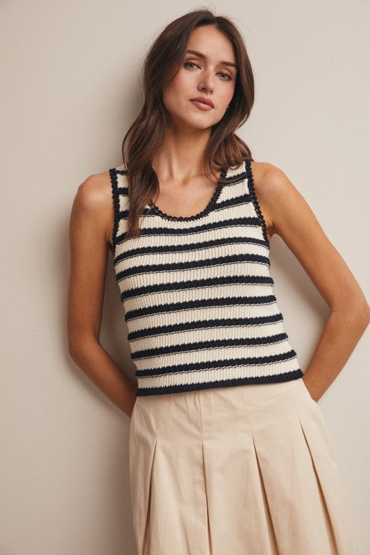Cotton Stripe Knit Tank