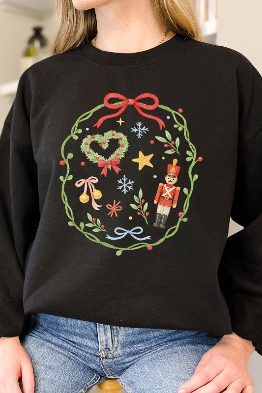 Christmas Bow Black Sweatshirt
