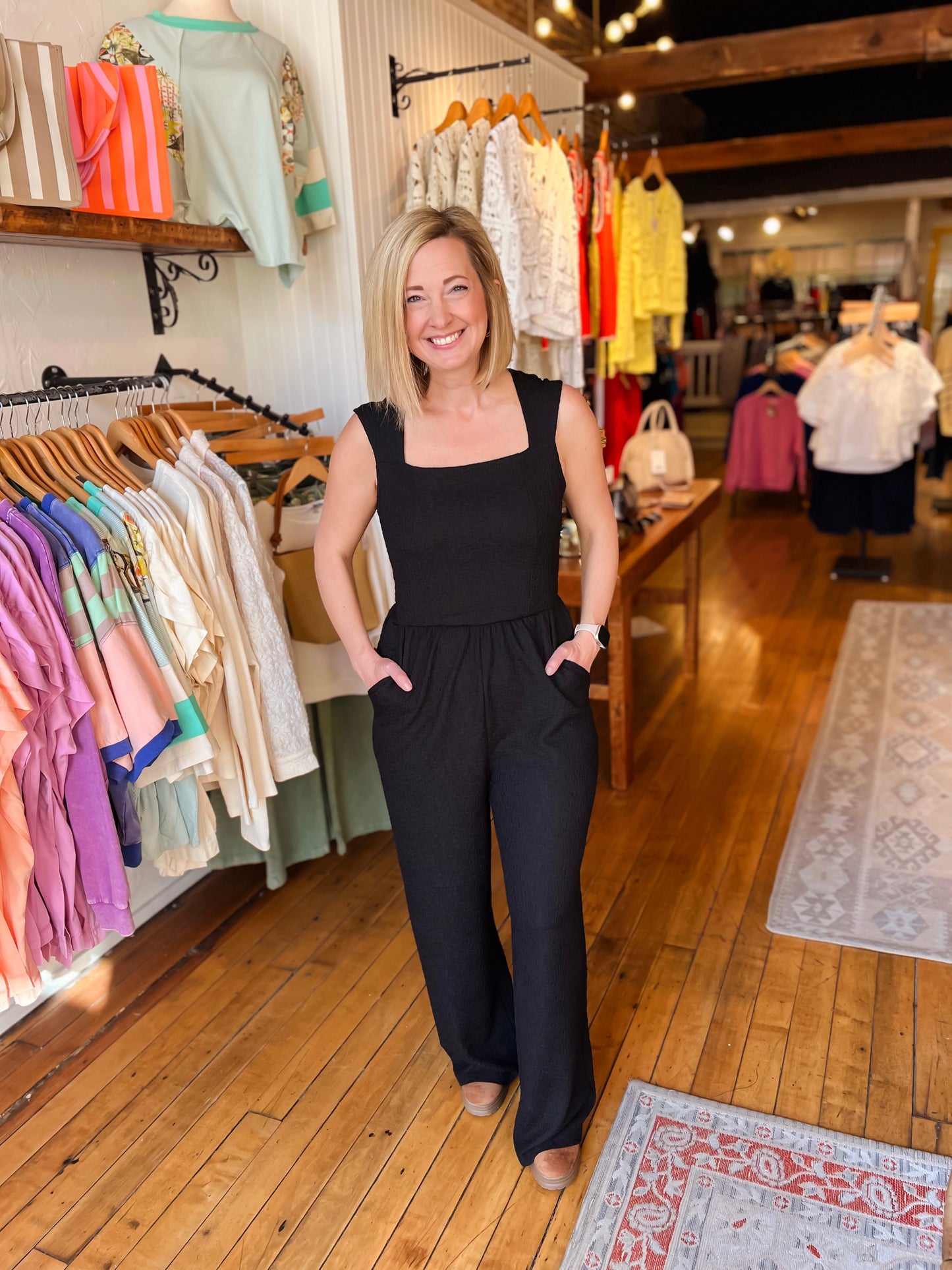 Black Square Neck Jumpsuit