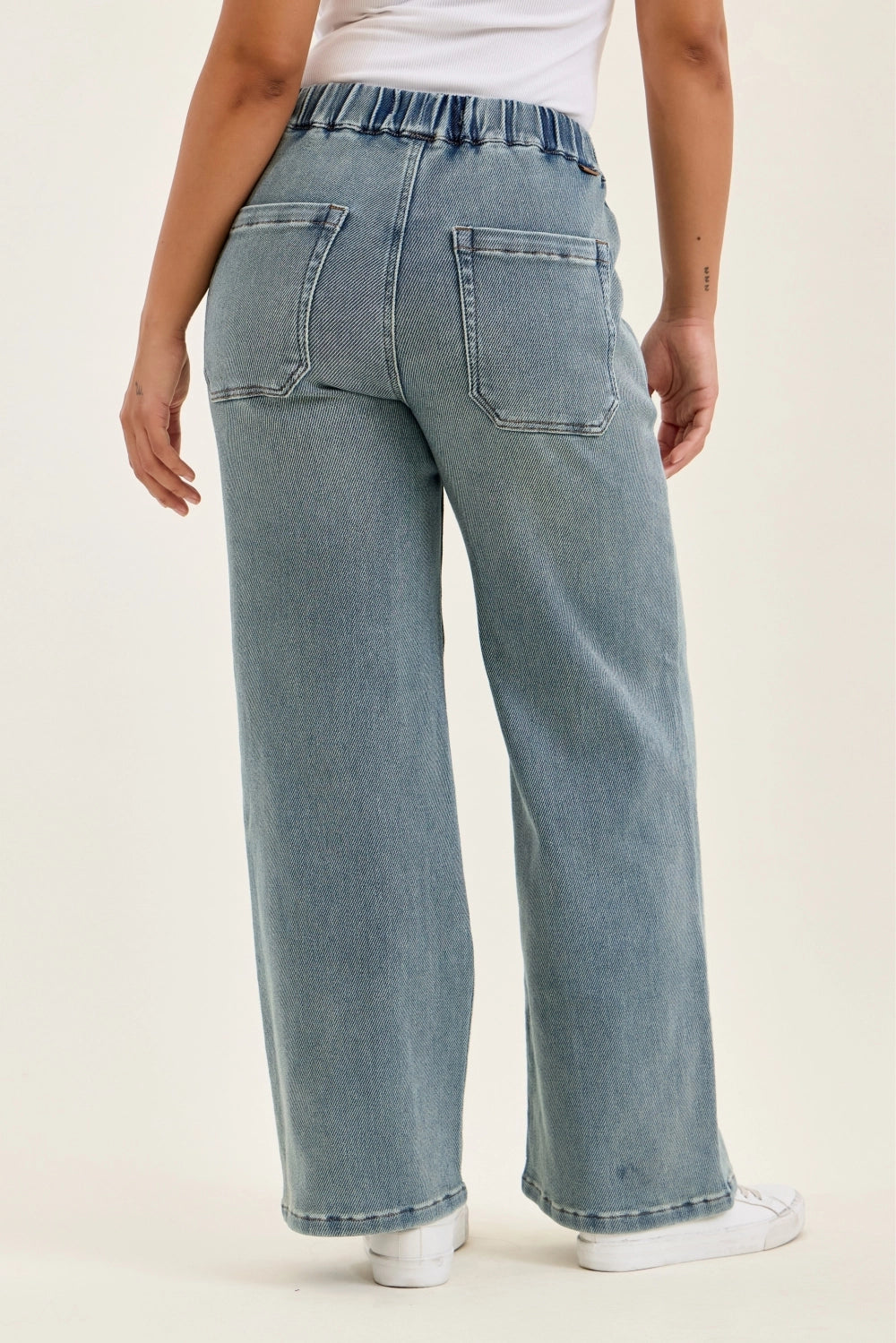 Judy Blue Tie Waist Baggy Aged Stone Denim