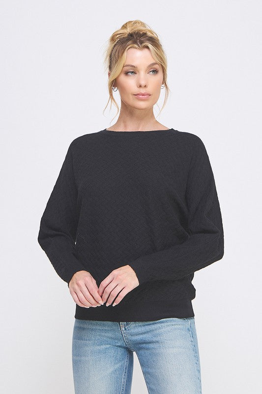 Herringbone Textured Knit Sweater