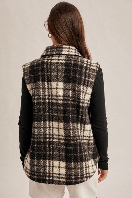 Button Down Plaid Vest