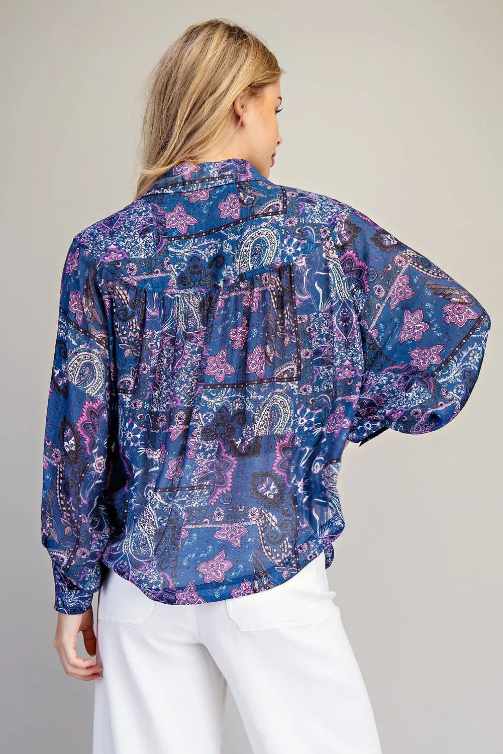 Paisley Navy Print Top