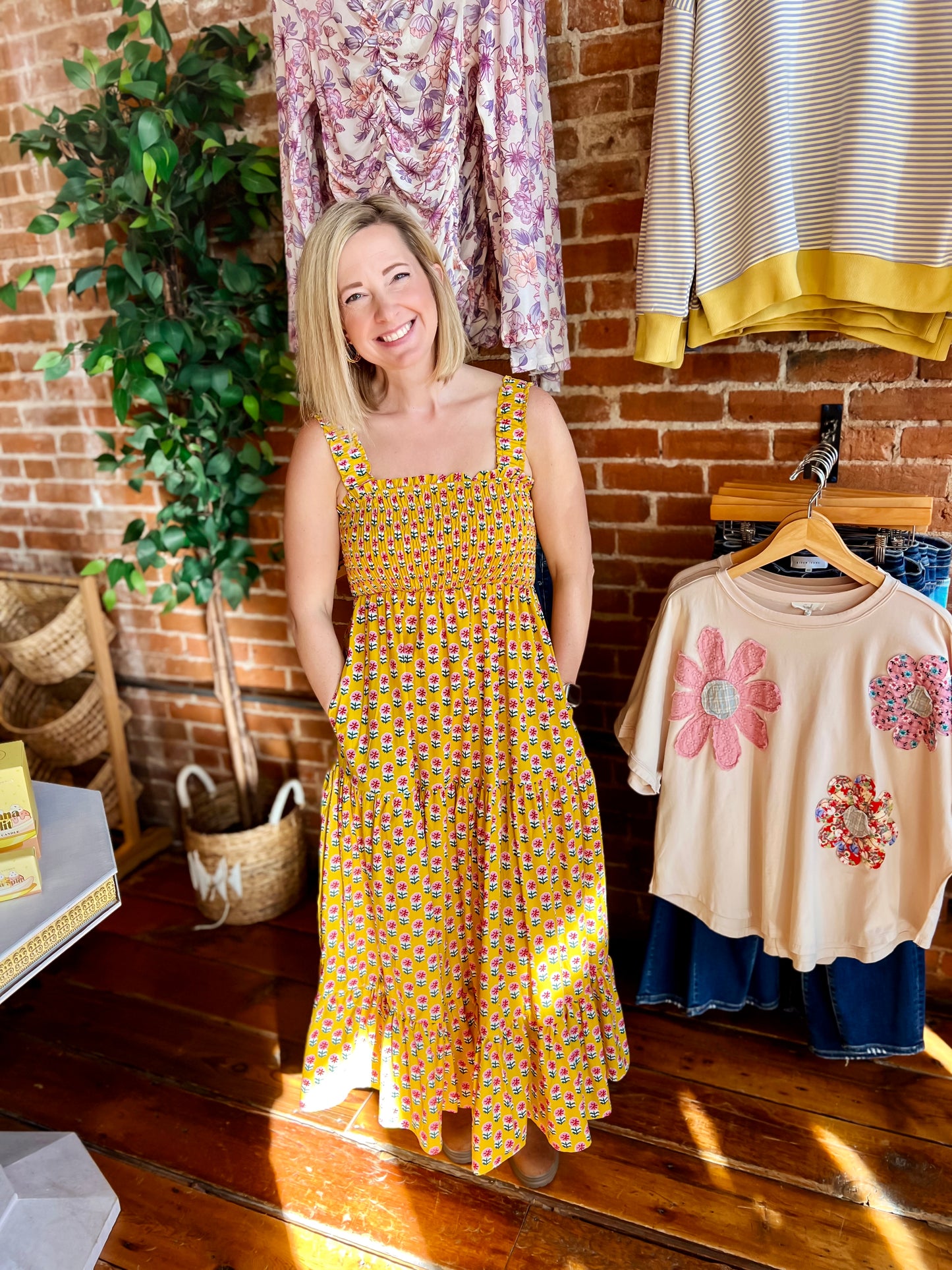 Golden Yellow Smocked Maxi