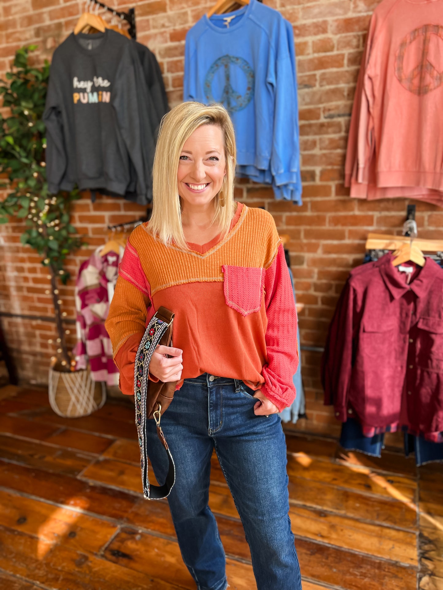 Colorblock Pink/Rust Thermal