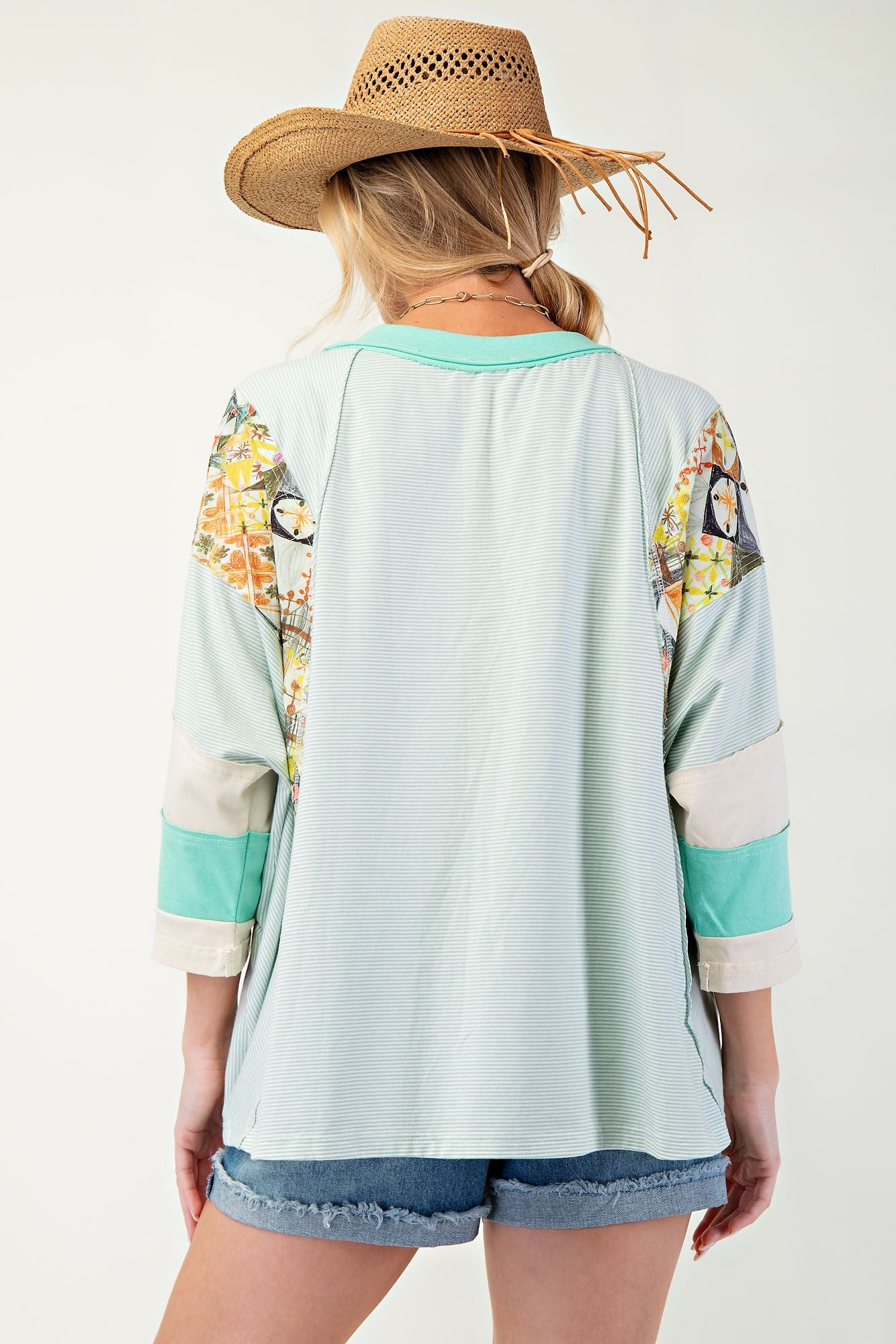 Easel Mint Print Top