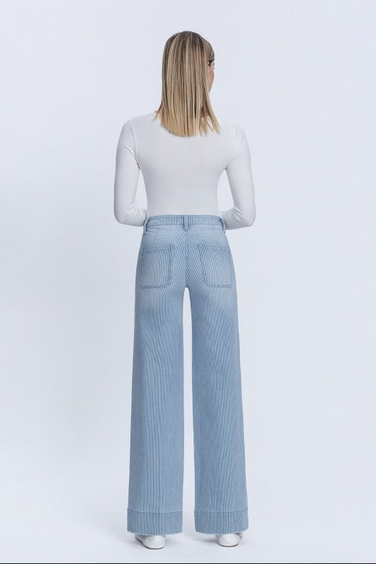 High Rise Stripe Patch Pocket Trouser