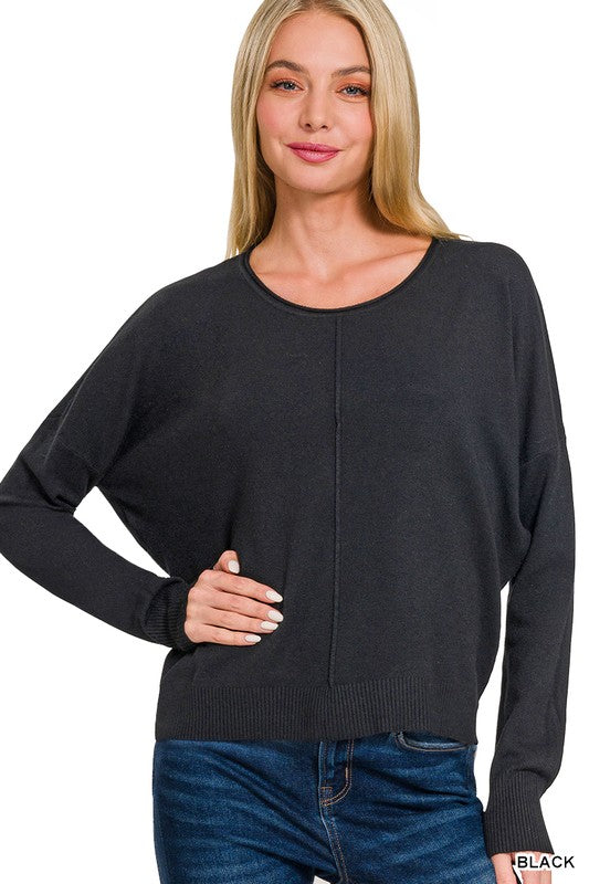 Viscose Front Seamed Round Neck Sweater