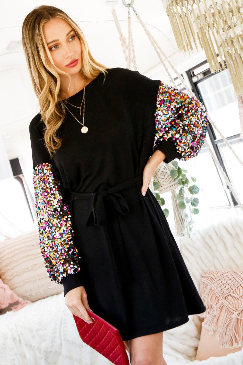 Sequin Jersey Dress
