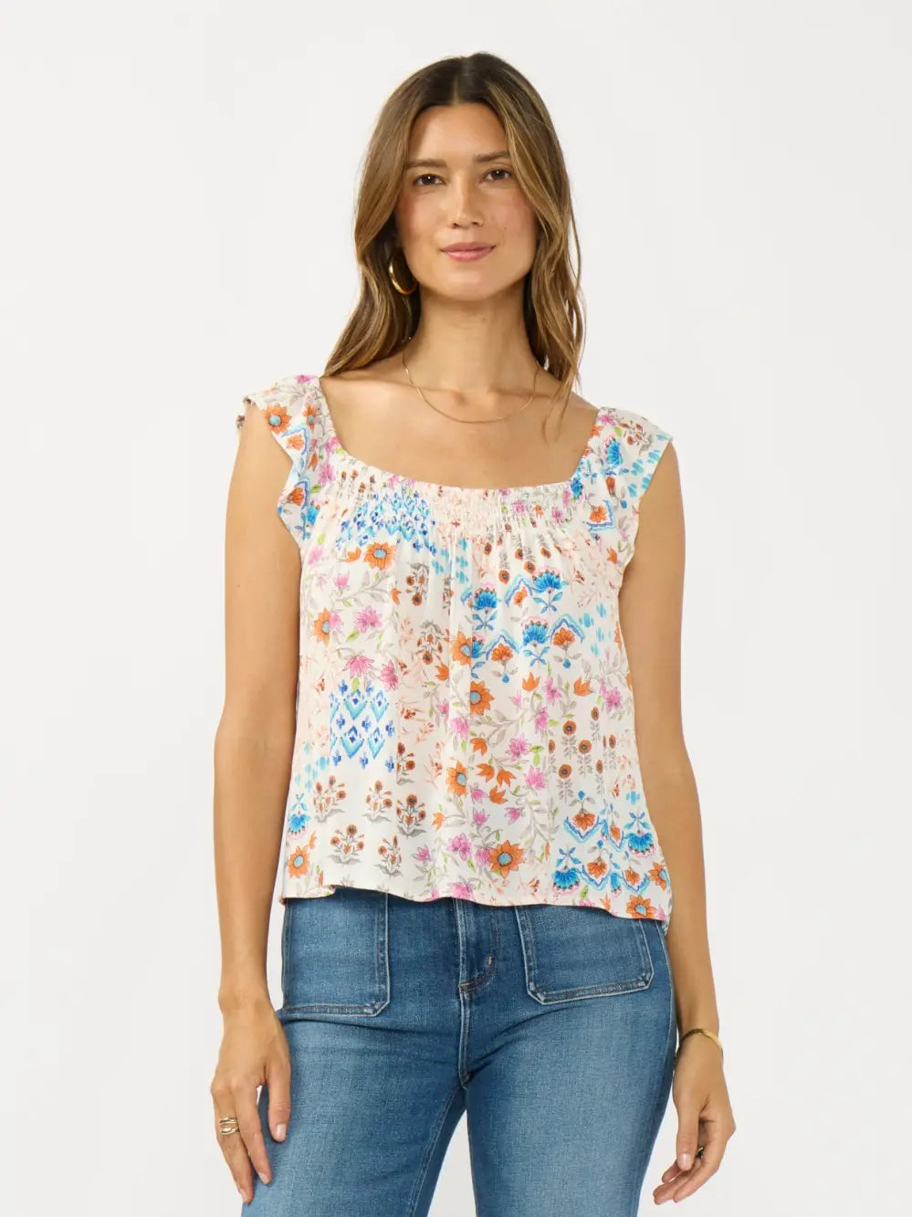 Floral Flutter Sleeve Top