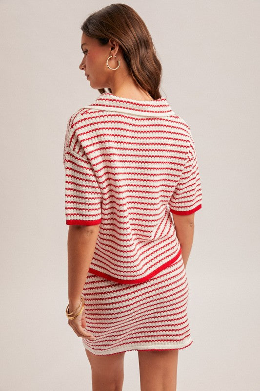 Red Polo Collar Knit