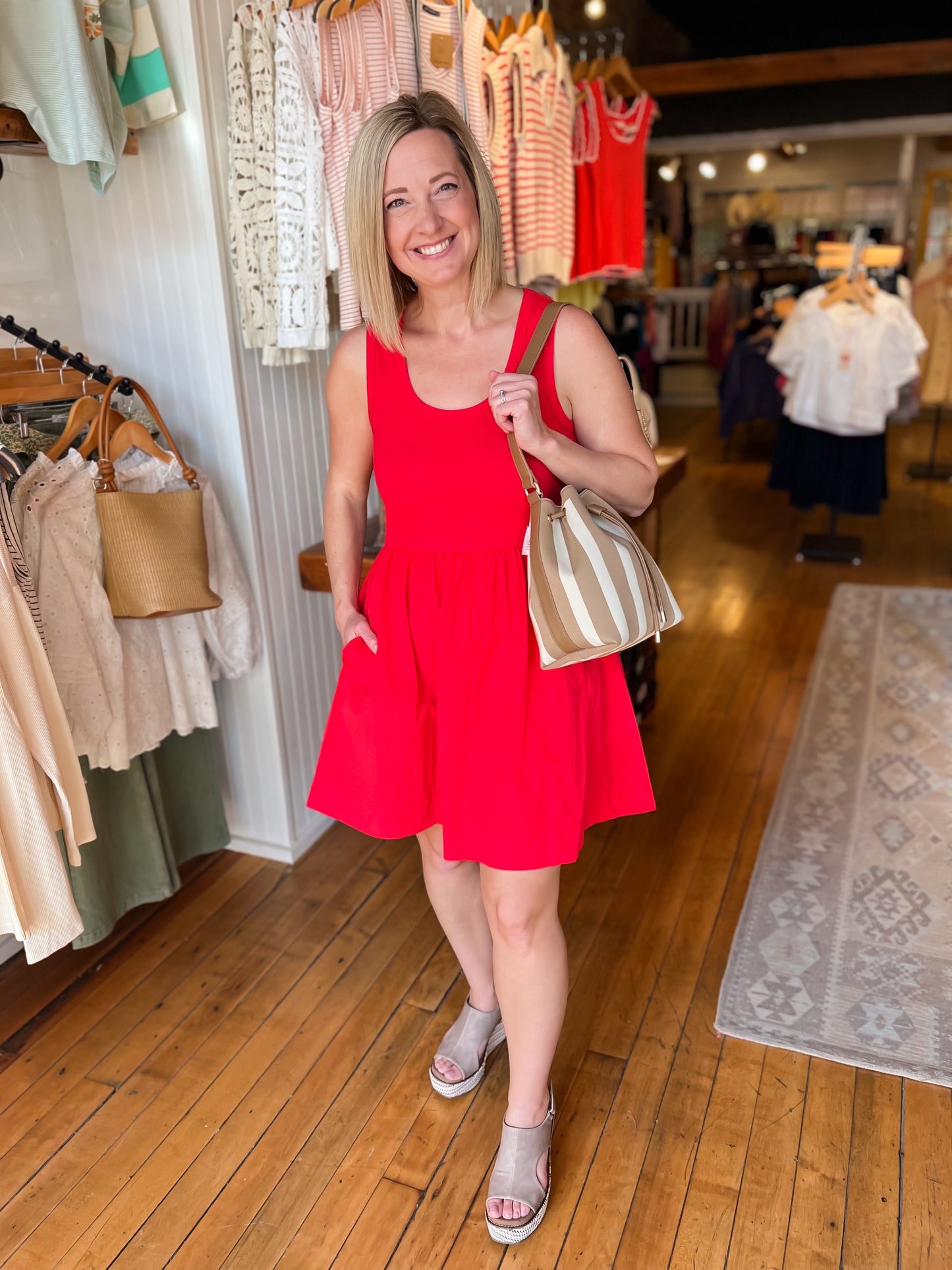 Tank Mixed Media Pocket Dress