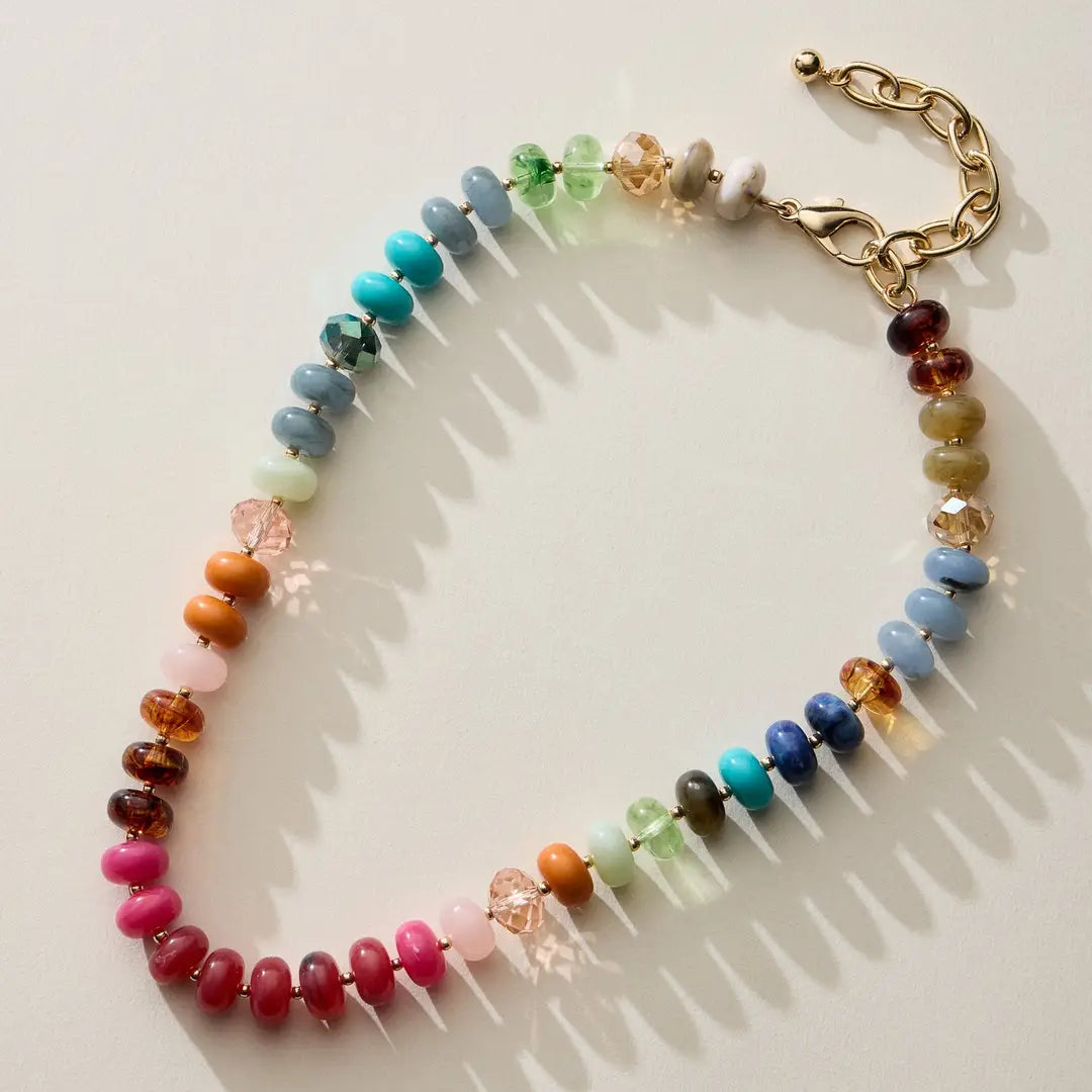 Beaded Rainbow Larger Stone Necklace