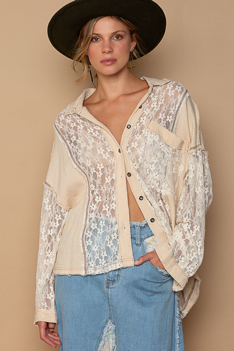 Sand Lace Detail Top