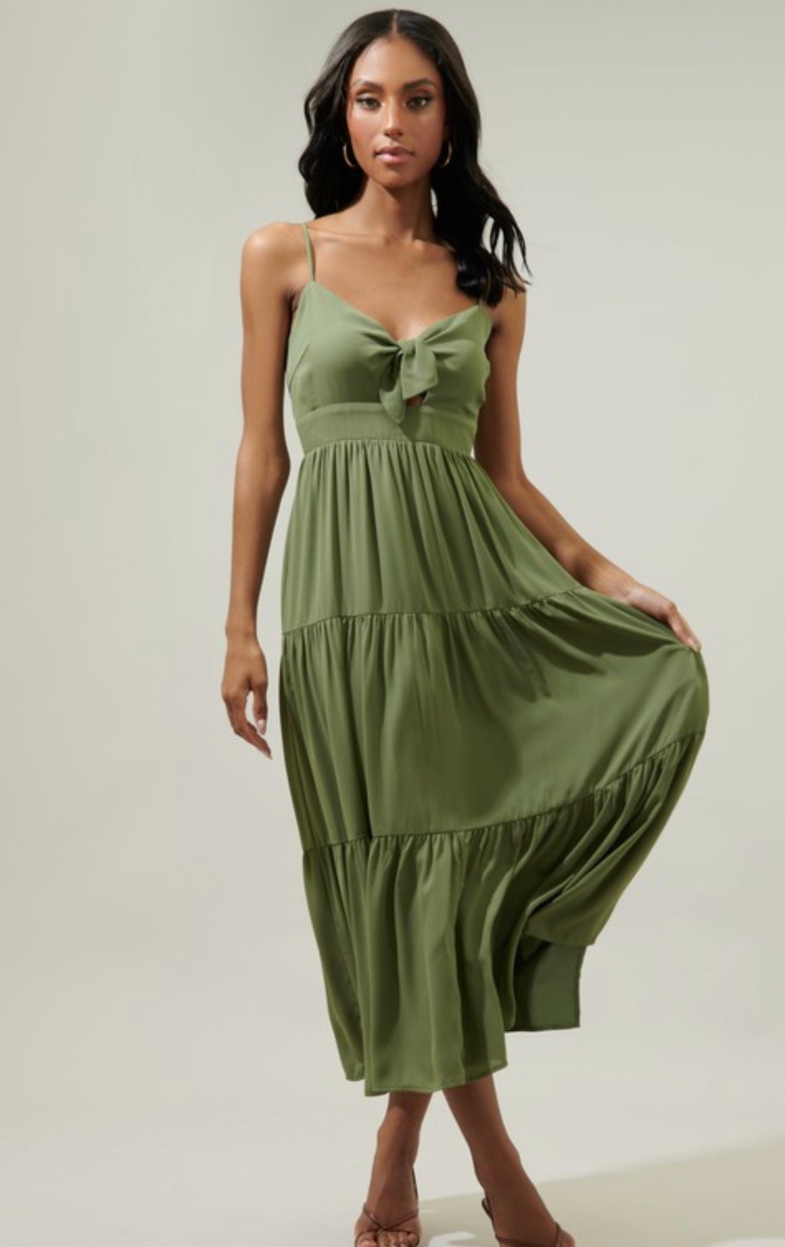 Olive Tie Front Dress