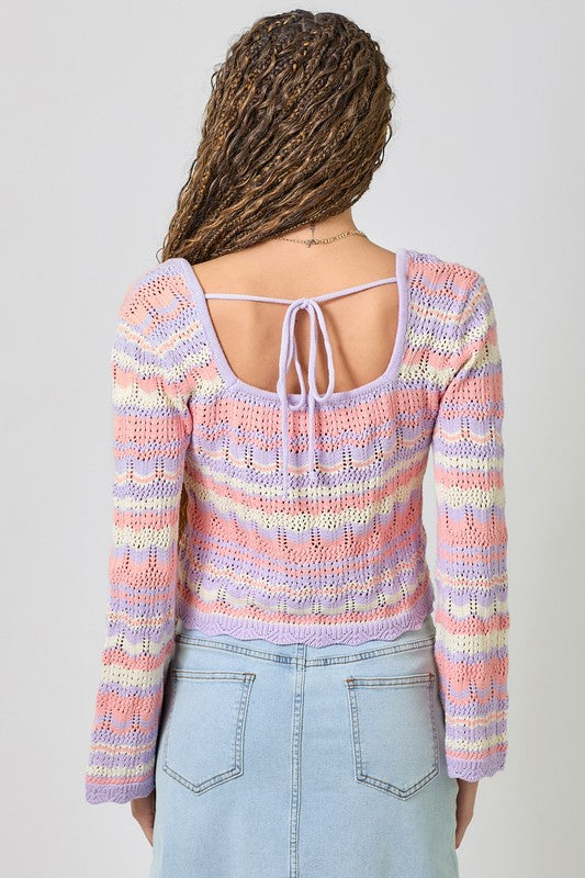 Cotton Crochet Tie Back Top