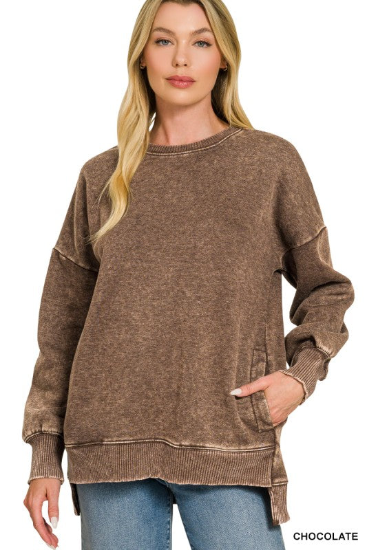Acid Wash Fleece with Pockets