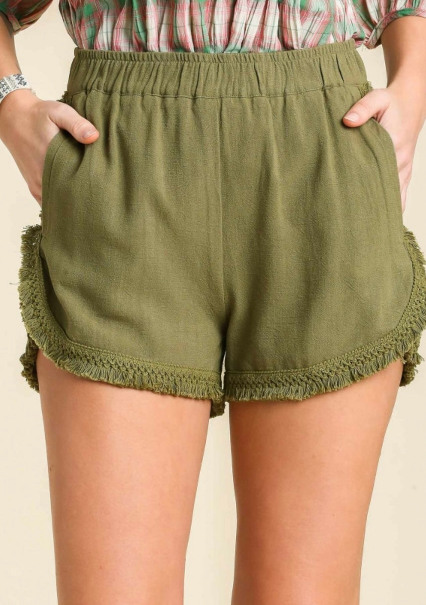 Umgee Gauze Shorts Curved Hem