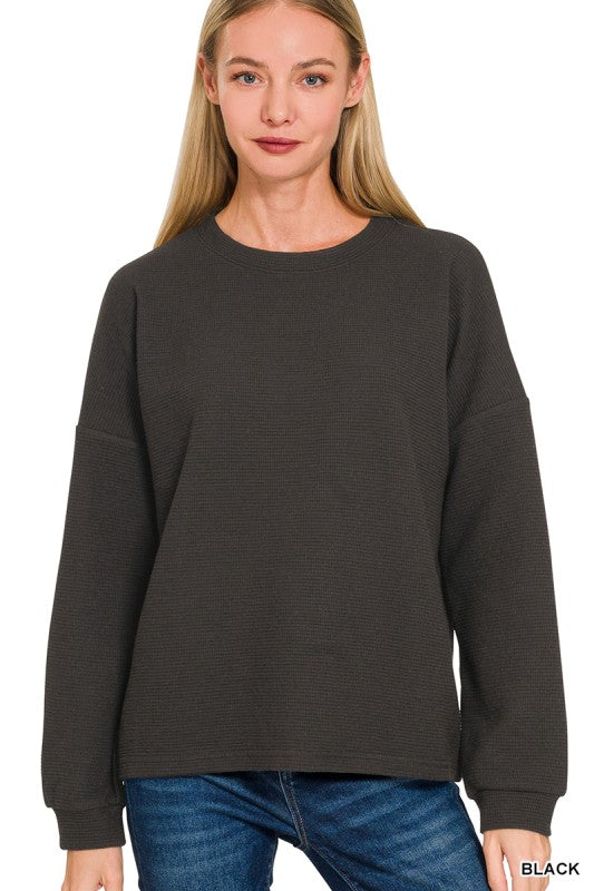 Double Knit Round Neck Long Sleeve