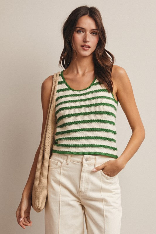Cotton Stripe Knit Tank