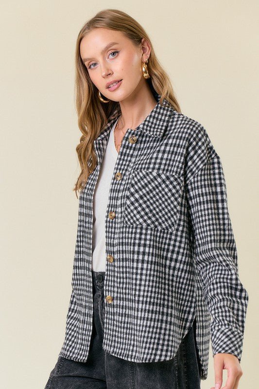 Button Down Plaid Shacket