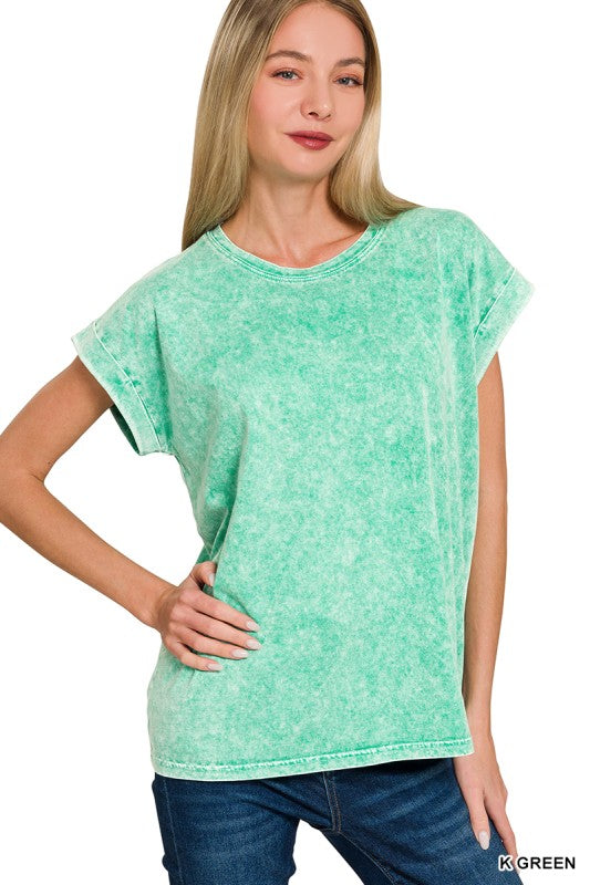 Cuffed Mineral Wash Short Sleeve Tee
