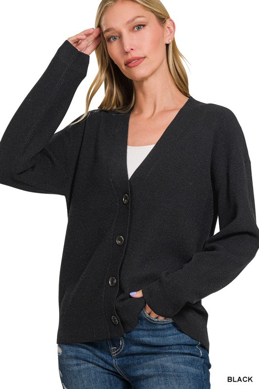 Button Front Soft Viscose Cardigan