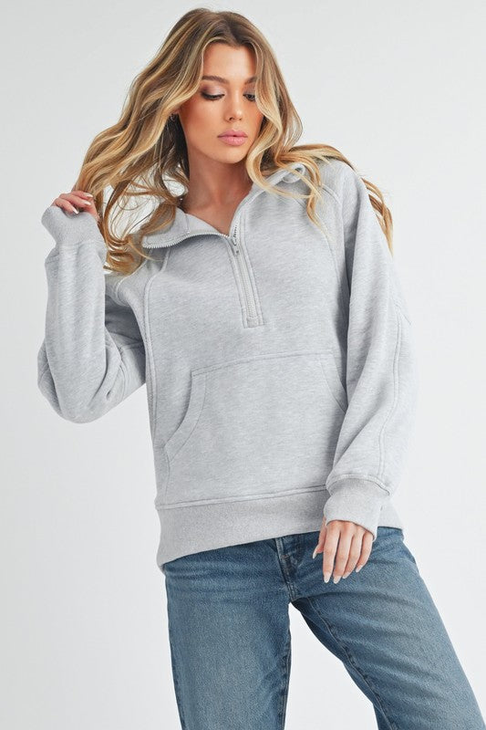 Long Length Half Zip Hoodie