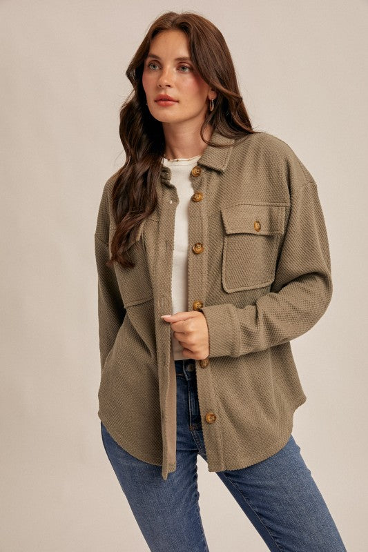 Button Down Olive Shacket