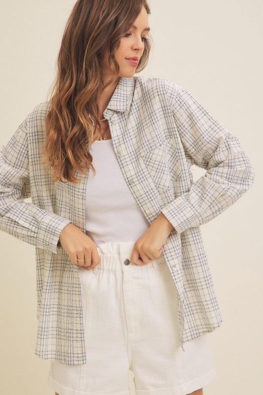 Cotton Plaid Button Up