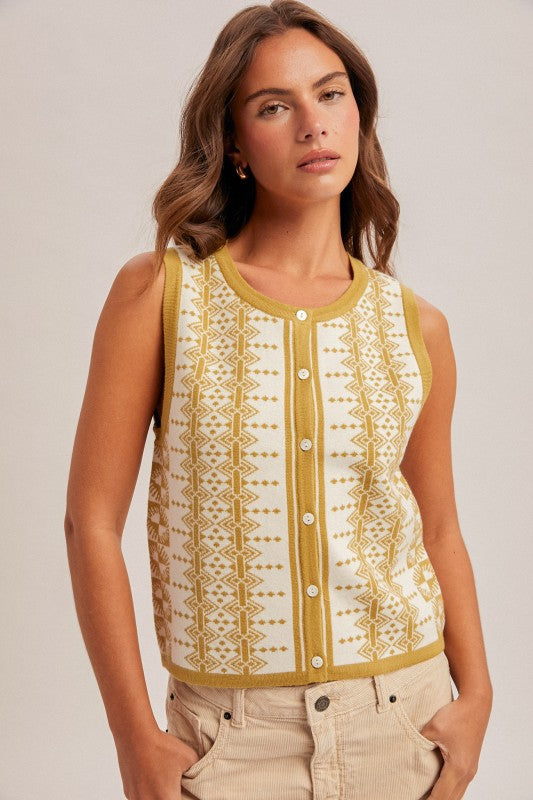 Matcha/Cream Knit Top