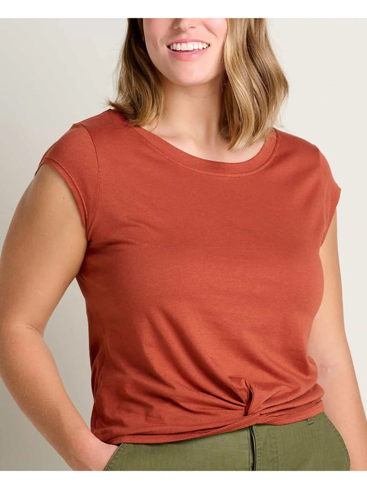 Sleeveless Knot Front Rust Top