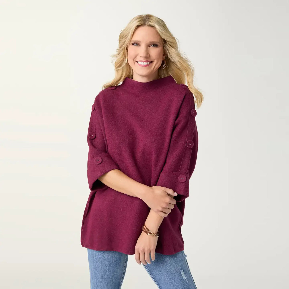 Boysenberry Button Sweater