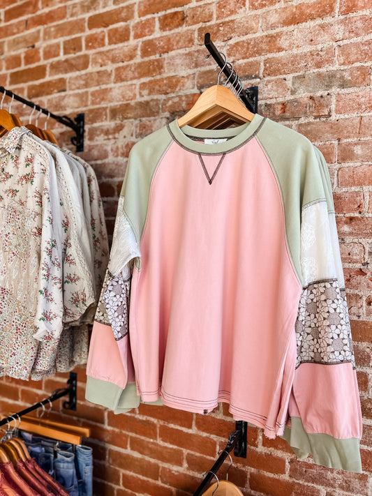 Easel Faded Coral Mineral Wash Top