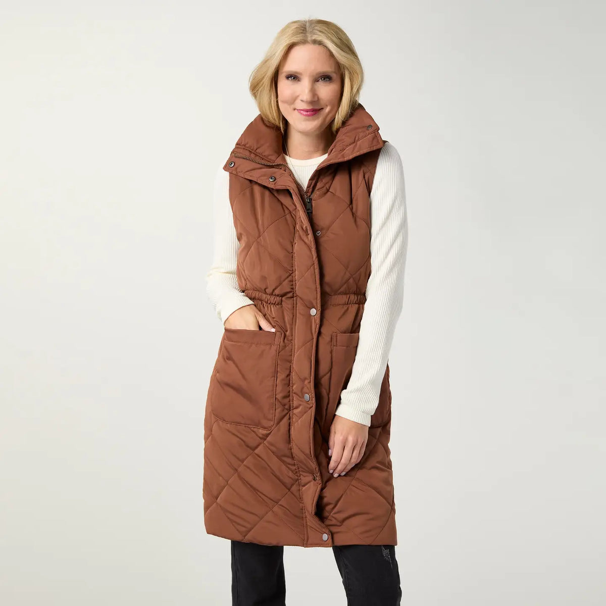 Cinnamon Puffer Long Vest