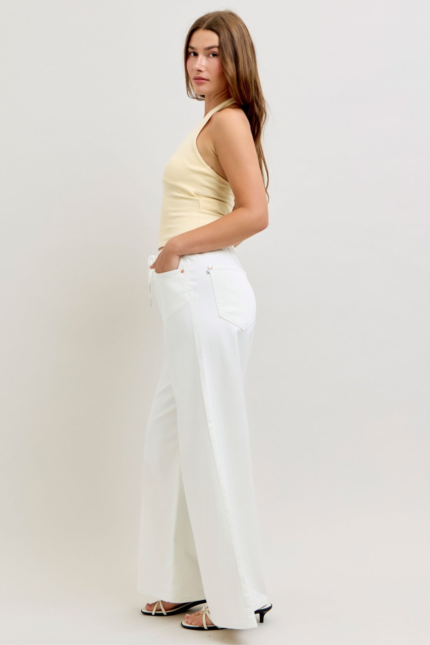 Judy Blue White Tie Waist Jeans