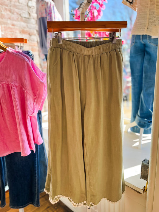 Linen Blend Aloe Green Pants