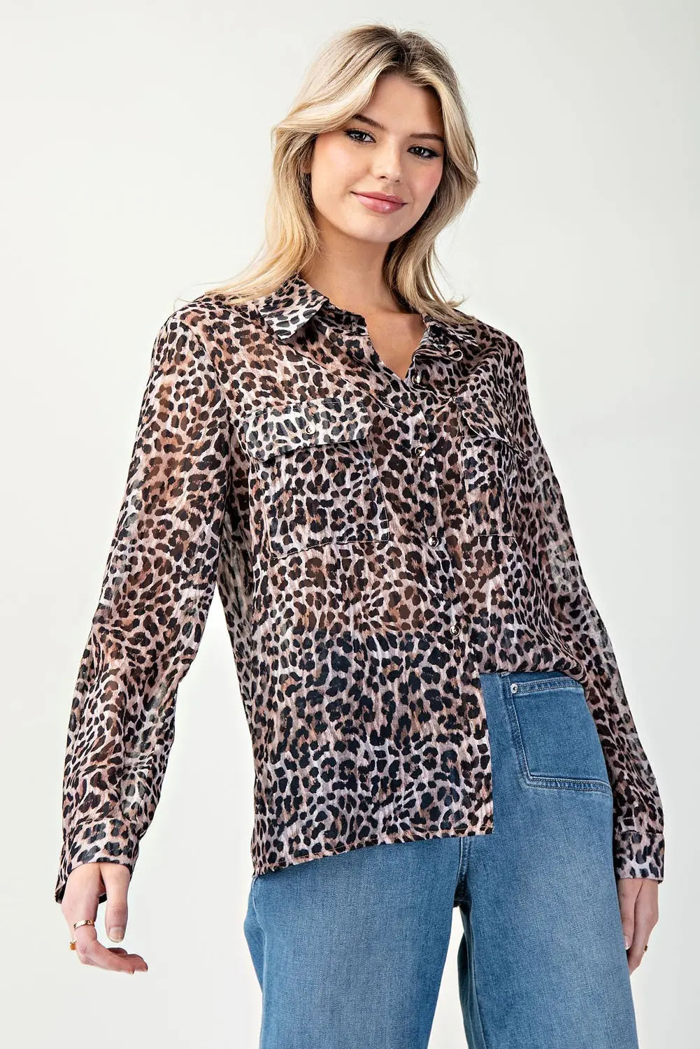 Leopard Button Up Top