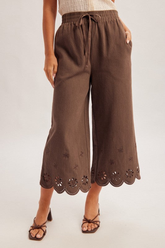 Choco Embroidered Culottes with Pockets