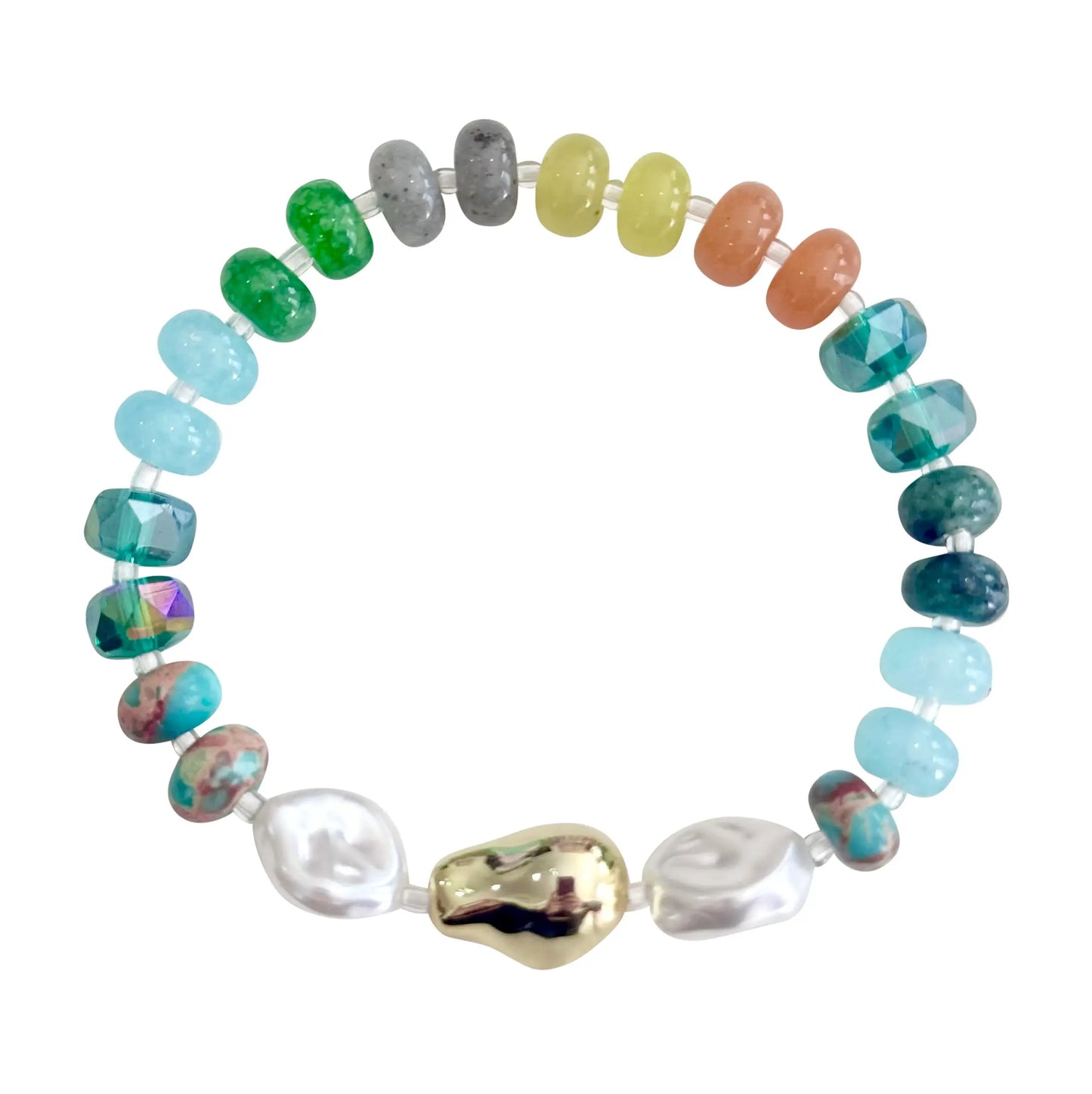 Pearl Stretch Rainbow Bracelet
