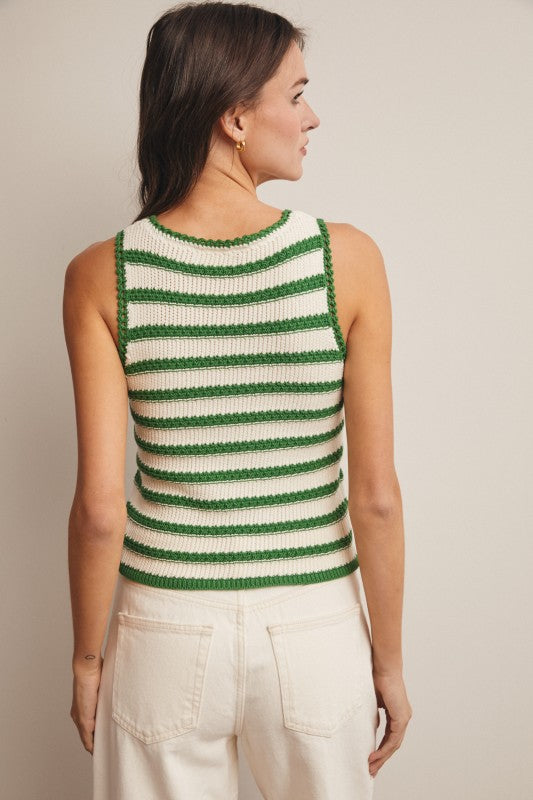 Cotton Stripe Knit Tank