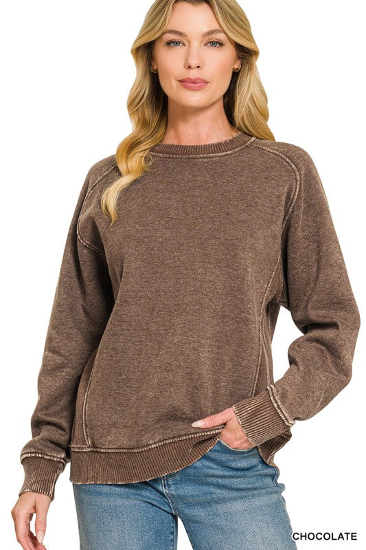 Acid Washed Side Rib Sweatshirt