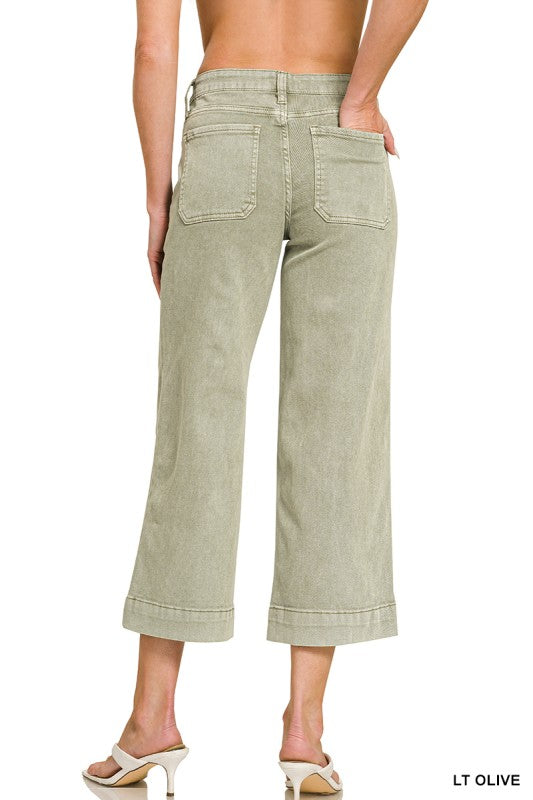 Cropped Wide Leg Color Pants
